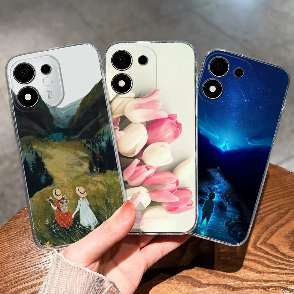 Sweet Lovely Girl Dustproof Transparent Phone Case – Creative Protective Cover