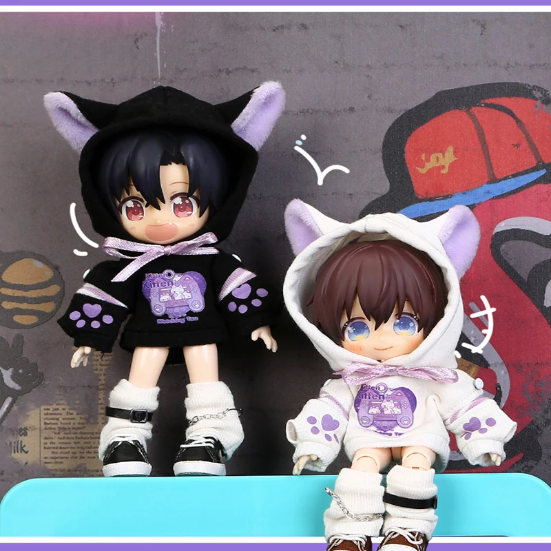 New OB11 Clothes Set Kawaii Kitten Sweater Long Sleeved Cat Game Jacket Doll Accessories For Molly GSC YMY P9 Body 1/12 BJD Doll 2