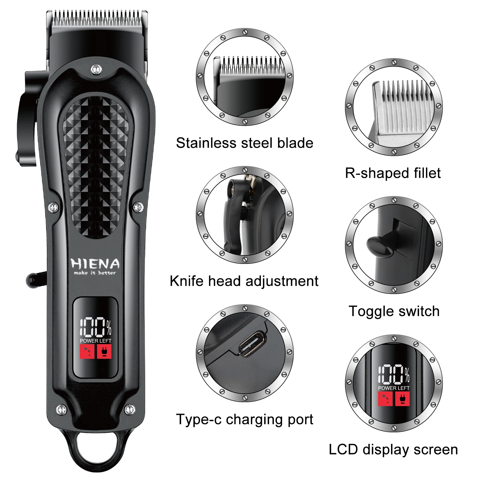 Hair Clipper Hair Trimmer HIENA professional Hair Clipper for Barber shop HYN-212 Electri Hair Trimmers cutting machine men's clippers Shaver appliance