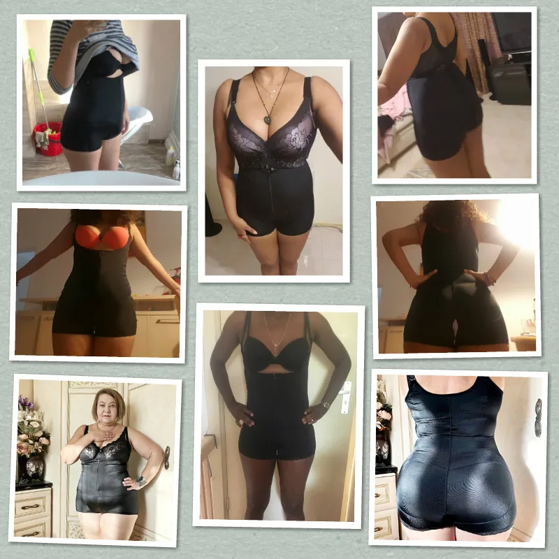 Latex Full Body Shaper Women Shapewear Waist Cincher Underbust Bodysuit Front Zipper Tummy Control Waist Slimming Corset