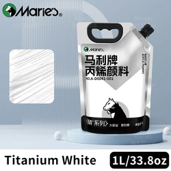 Marie's Premium Rich Pigment Acrylic Paint - 1L/33.8oz for Canvas, Glass, Stone, and Art Projects (Titanium White)