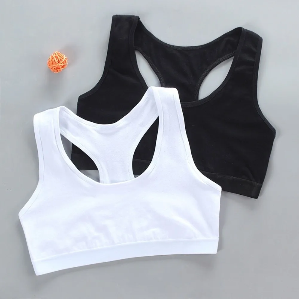 New Solid Color Small Vest Underwear Casual Training Bras Cotton Breathable Developmental Bras for Student Girls
