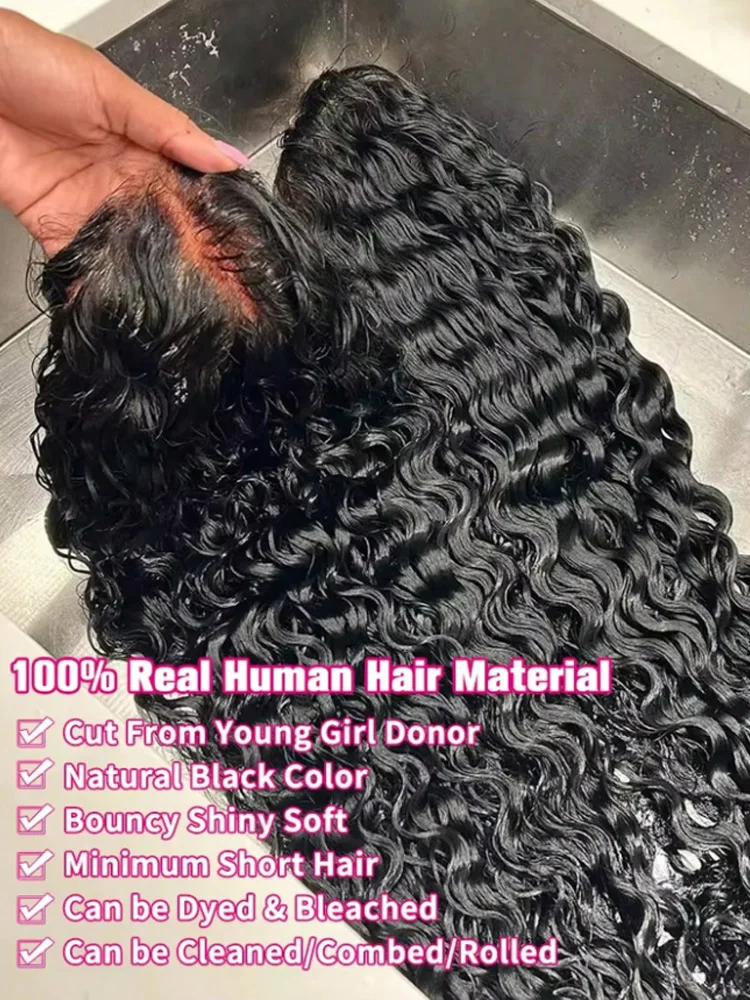 200% Density 42 Inch Glueless Human Wigs Ready To Go Deep Wave Frontal Wig 5x5 HD Lace Closure Curly Human Hair Wig Pre Plucked