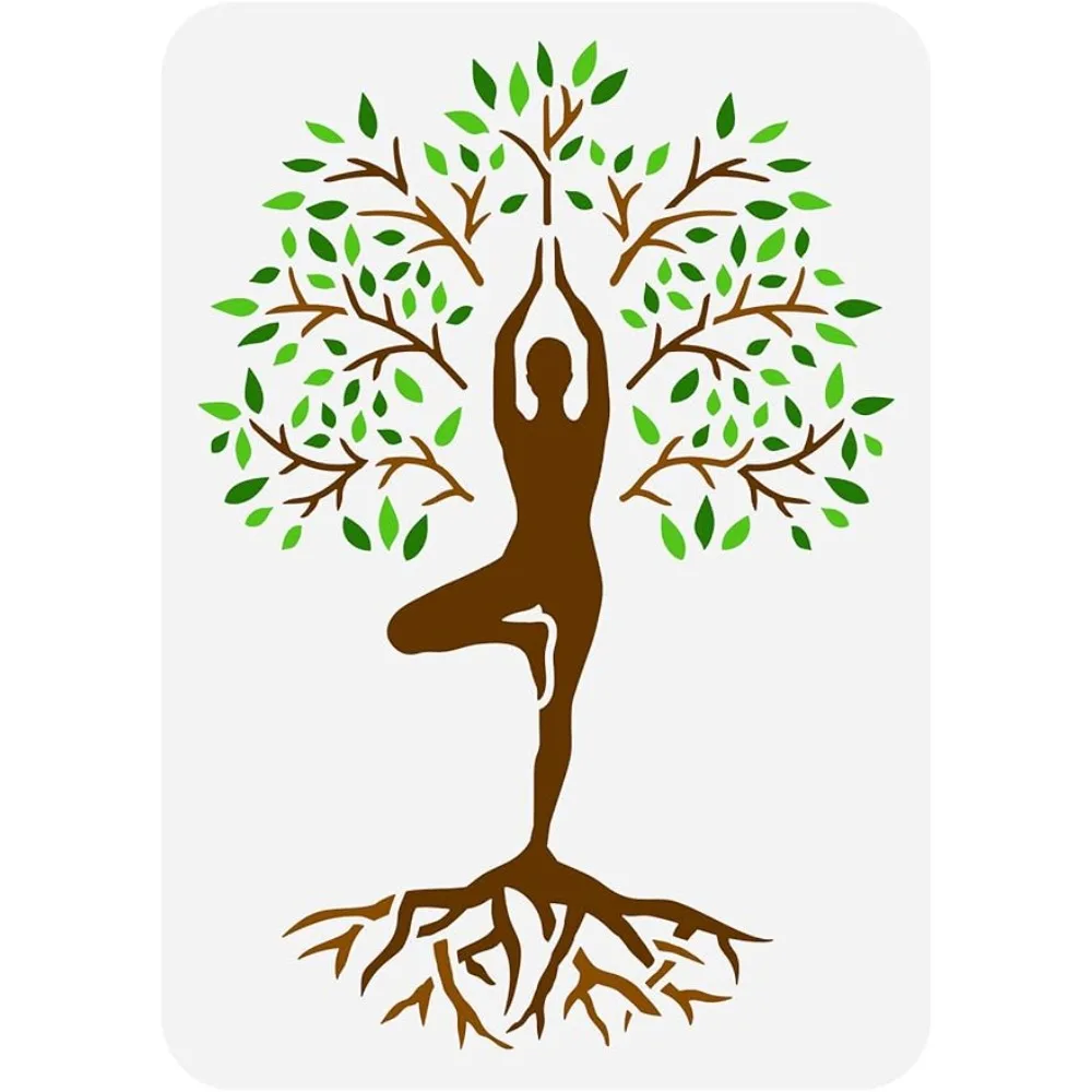 

Tree of Life Stencil 8.3x11.7inch Reusable Tree Pose Stencil Yoga Pose Painting Template Life Tree Drawing Stencil for Decor