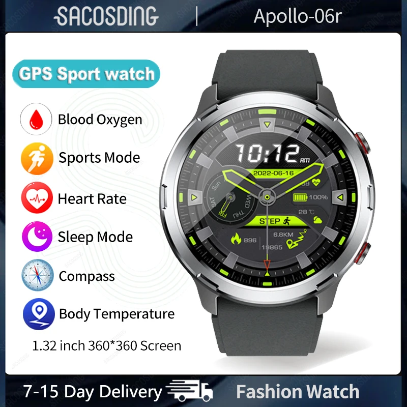 

2023 New Smart Watch Men GPS Sports Track Heart Rate Monitor 300mAh Battery Outdoor Compass Waterproof Swim Smartwatch Weather