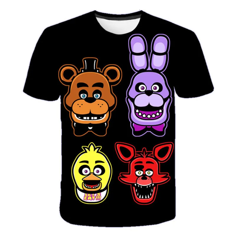 Horror game Five night freddy 3d picture print T shirts kid summer new style fashion loose short sleeve T shirts custom tee shirts