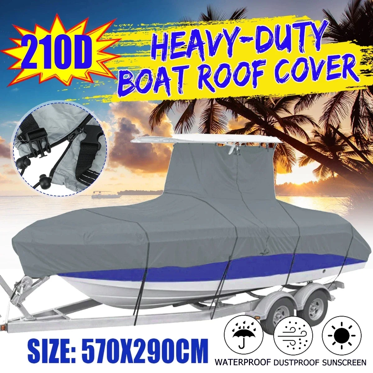 210D 16-24Ft Yacht Boat Cover Barco Boat Cover Anti-Uv Impermeabile Heavy Duty Marine Trailerable Canvas Accessori Per Barche
