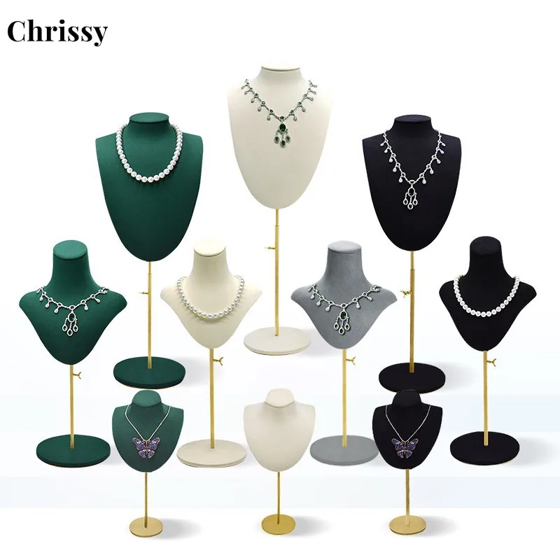 New Design Jewelry Shop Window Mannequin Display Props Necklace Holder Long Chain Show Organizer Adjustable Bust Shelf new natural wholesale jewelry display jewellery organizer stand gift packaging for store show window necklace holder shelf bust