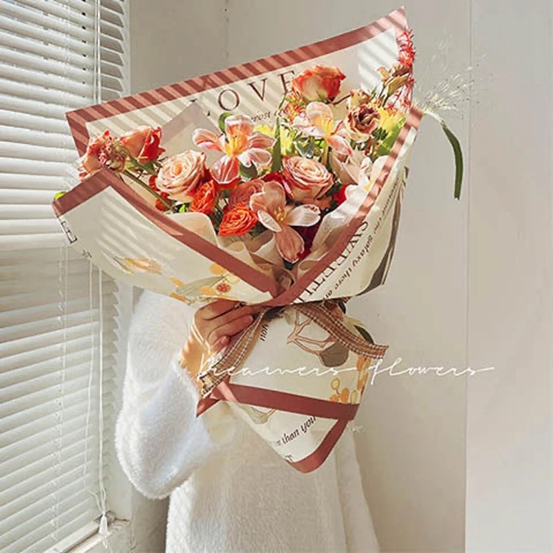 

20 листов 58*50 см цветочный узор с надписью Love, Цветочная оберточная бумага, Цветочный фотоматериал