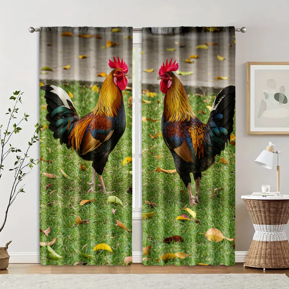 2pcs, Party Curtain Rooster Garden Blackout Polyester Birthday Party Suitable for Holiday Decorations bedroom decor 2