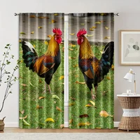 2pcs, Party Curtain Rooster Garden Blackout Polyester Birthday Party Suitable for Holiday Decorations bedroom decor 2