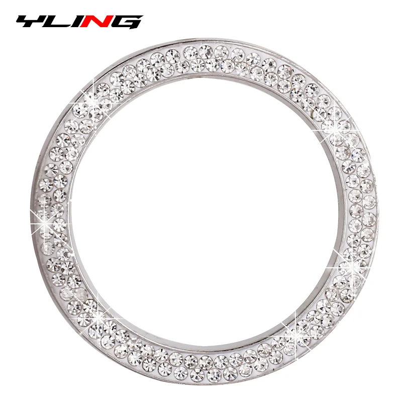 Car Start Button Cover Ignition Key Decoration Ring Car Ignition Switch Cover Car Switch Button Cover Decoration Ring Diamond Rhinestone Car Decor One Click Start Button Engine Start Stop Switch Button Cover