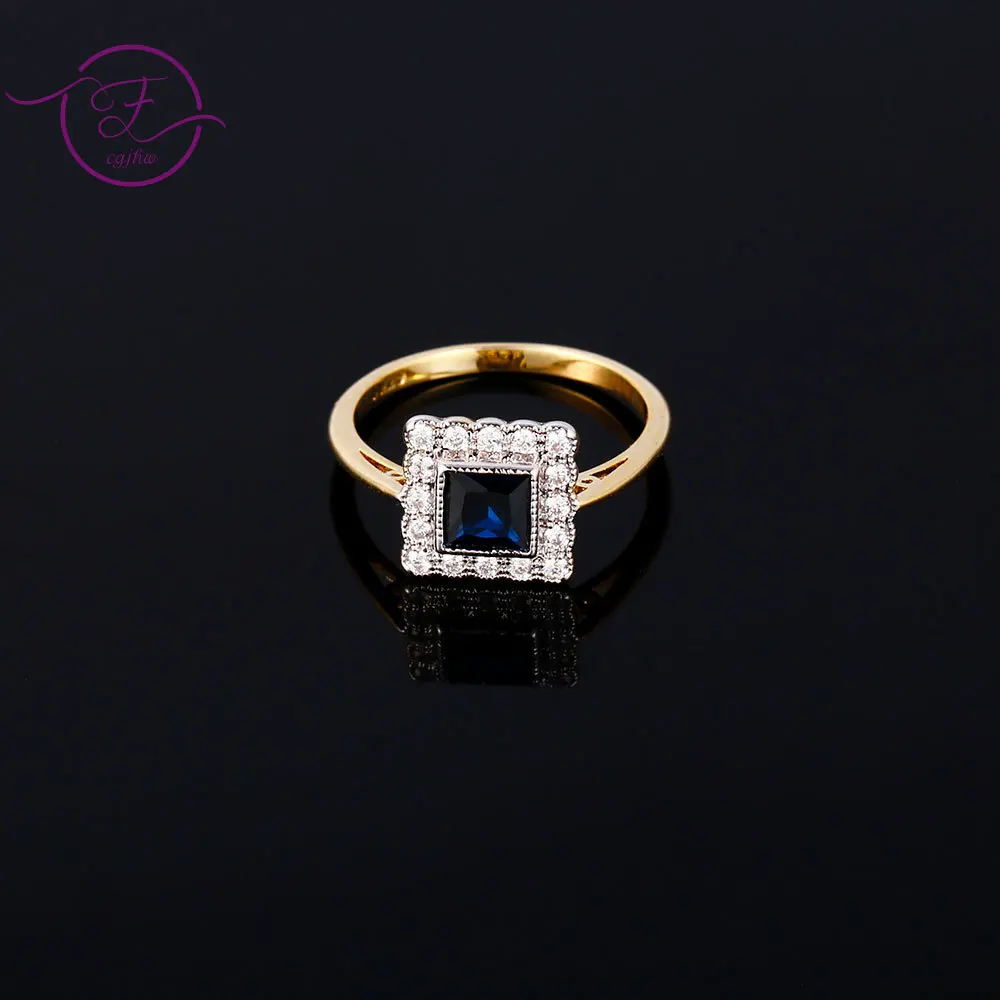 Engagement Rings Sweet Romantic Gold Color Sapphire Rings for Women Silver Vintage Jewelry Anniversary Party Christmas Gifts gold plated rings gemstone ring