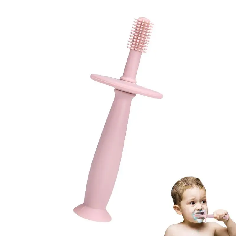 

Silicone Teething Toothbrush 360Training Toothbrushes With Suction Base Soft Toddler Teether Silicone Teething Toys/Pacifier Gum