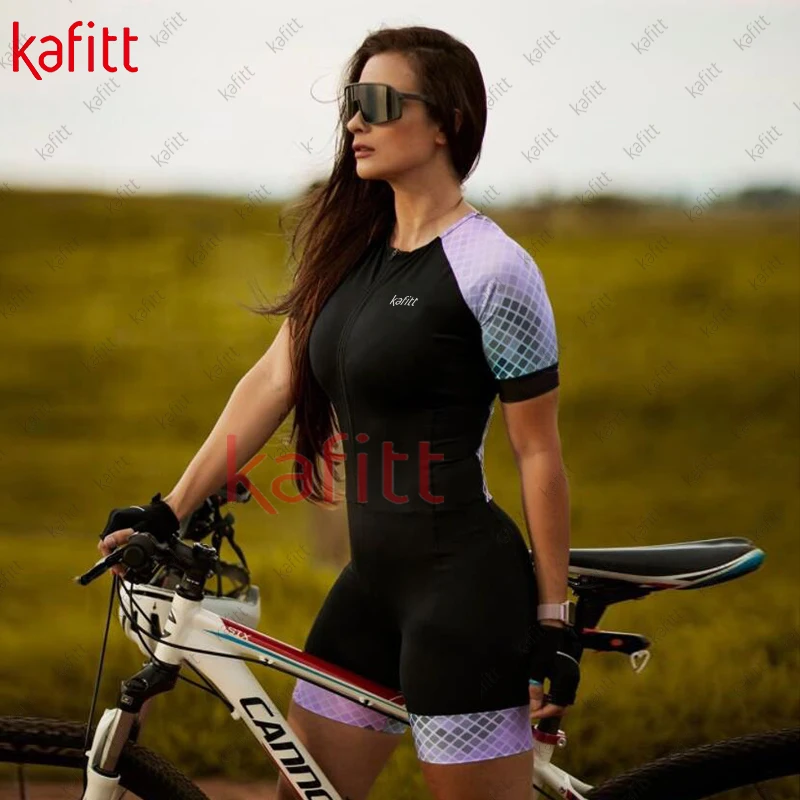 Kafitt Women's Cycling Jersey Summer UV Resistant Stretch Quick Dry Mountain Bike Jersey One Piece Overall Shirt Jumpsuit 3