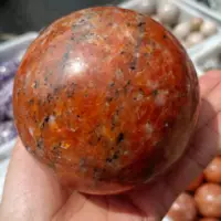 Natural Orange Sunstone Ball, Quartz Crystal, Orange Primordial Stone, Polished, Mineral Reiki, Healing, Wealth, Energy Ball 1