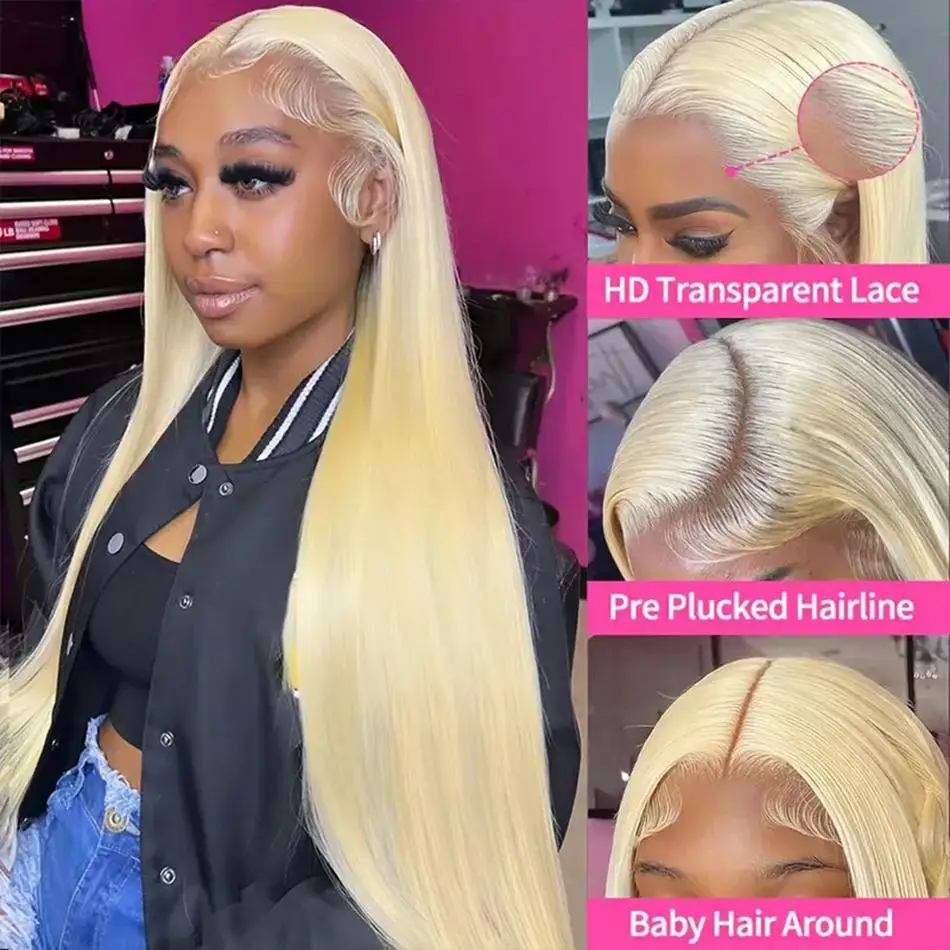 Human Hair Wig 13x6 613 Blonde HD Lace Front Human Hair Wigs Brazilian Straight For Women Transparent 13x6 Lace Frontal