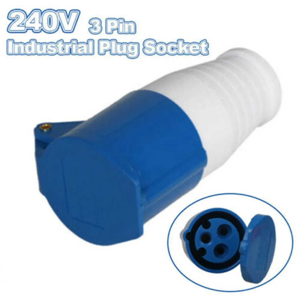

240V 16A 3 Pin Blue Industrial Plug & Socket Waterproof Male/Female IP44 2P Air Conditioning Industrial Plug Socket