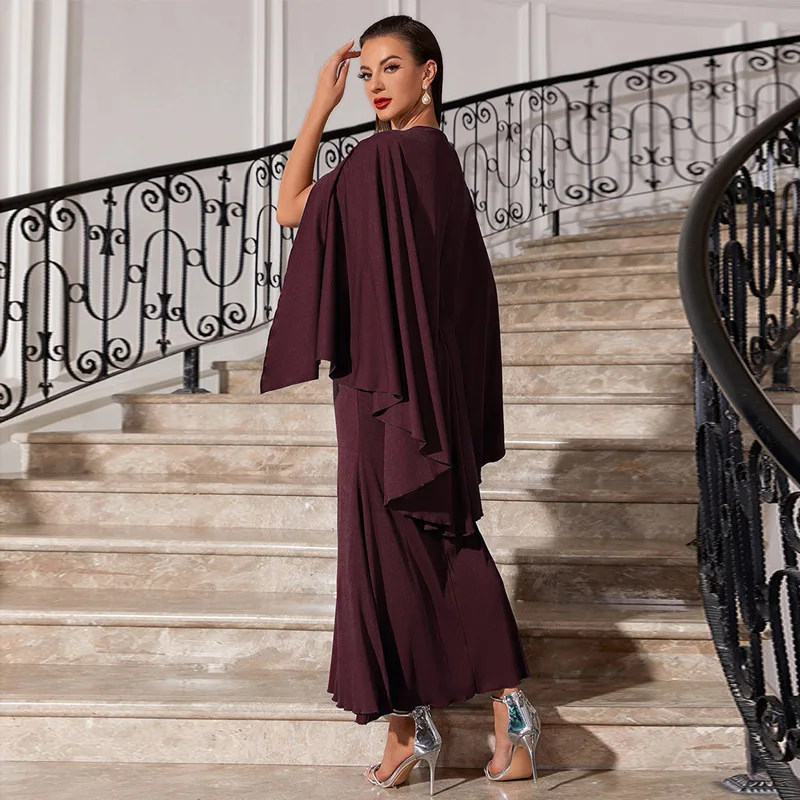 Muslim Abayat Dress for Women, Monochrome, Embroidery, V-Neck, Bat Sleeve, Fashion, Temperament, Wholesale, 2023