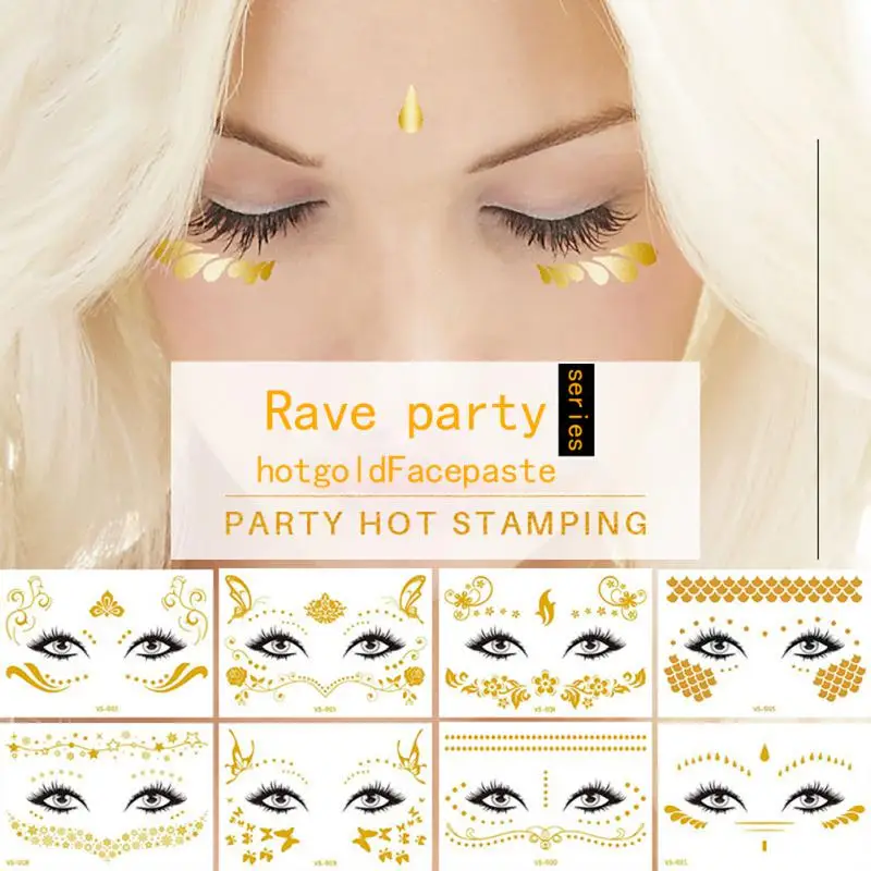 

temporary eye tattoo sticker gold glitter stickers face makeup beauty moon stars face jewels tattoo waterproof wedding bride