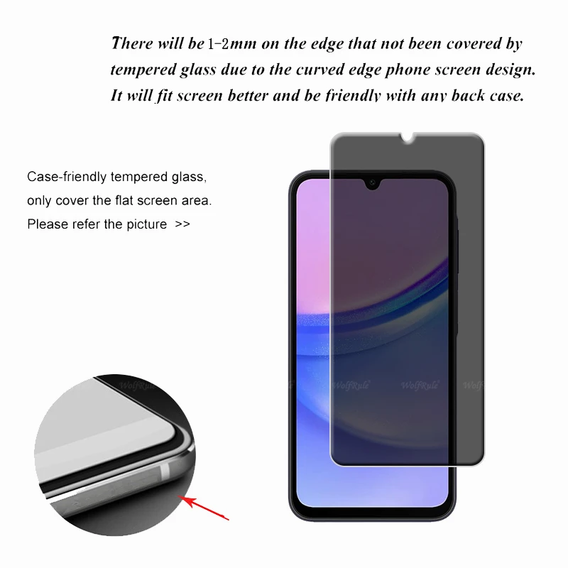 1/2/3/4 Stück für Samsung A15 Glas Samsung Galaxy A15 gehärtetes Glas 9H HD Privatsphäre Anti-Spion-Abdeckung Kleber Displayschutzfolie Samsung A15 A 15 – Detail 2