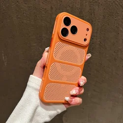 Summer Super Refreshing Soft Edge Phone Case with Fine Hole Lens Film and Heat Dissipation Feature - iPhone 12 Pro Max (Orange)