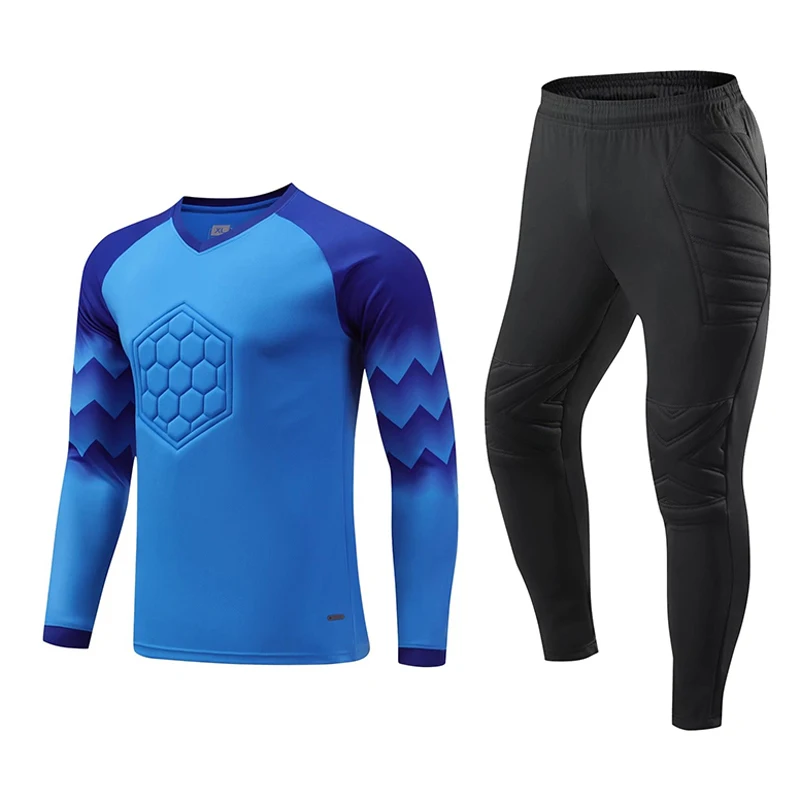 Kids Goalkeeper Uniform Boys Goalkeeper Soccer Jersey Doorkeepers Long Sleeve Sponge Protective Football Uniform For Children's