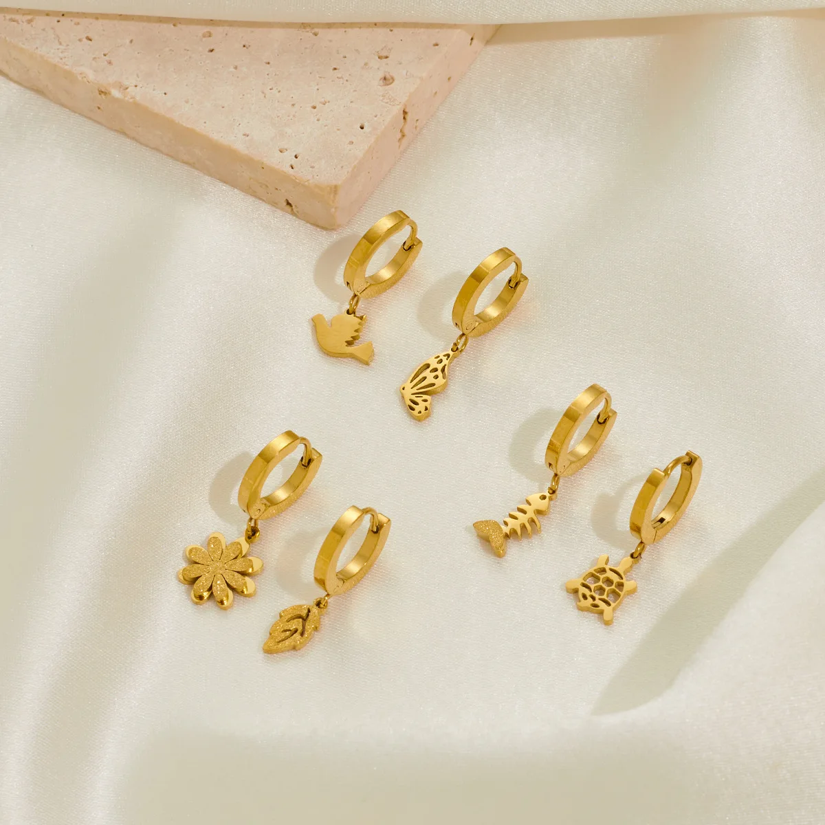 Chic Stylish 316L Stainless Steel 6 Pieces Set Animals Flowers Earring for Women Cute Jewelry Gifts Wholesale 3