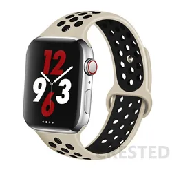 Silicone Sport Strap for Apple Watch Bands - Vibrant & Durable Bracelet (Antique white black)