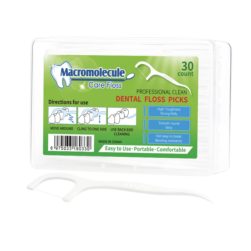 Macromolecule 30pcs Dental Floss 100 Pcs Strong Cleaning