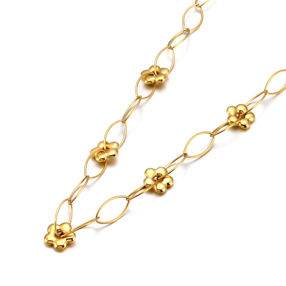 Lokaer الفولاذ المقاوم للصدأ زهرة سحر قلادة سوار ل...