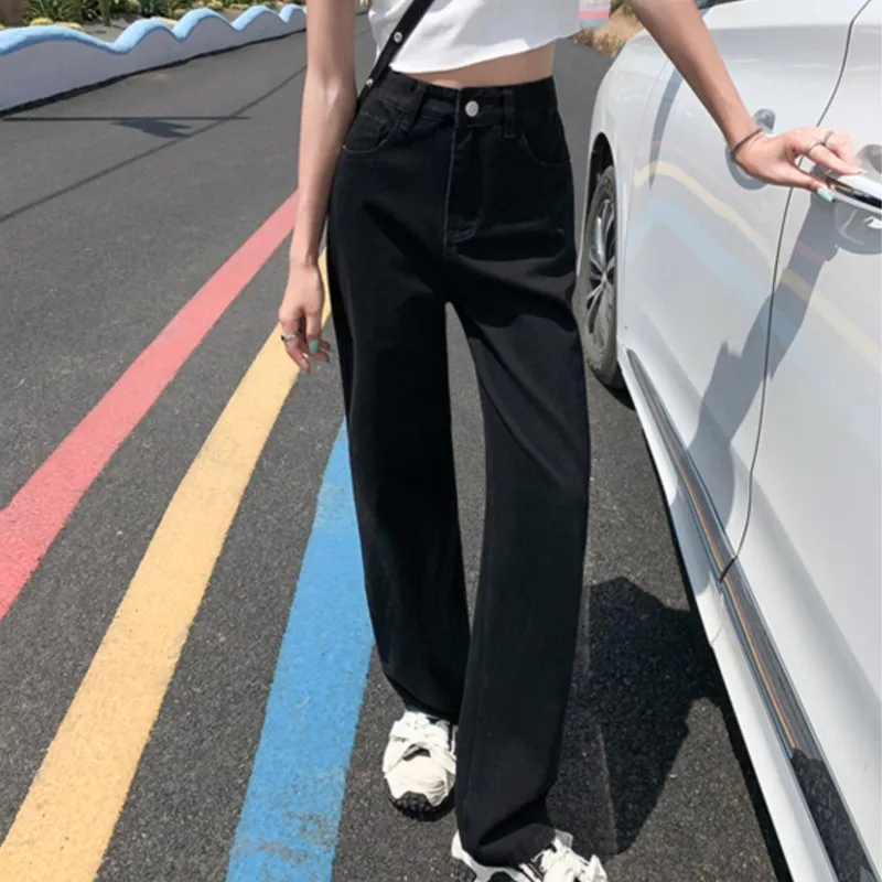 여성용 데님 와이드 레그 청바지, 헐렁한 하이 웨이스트 스트레이트 레그, 키 큰 바닥 길이 바지, 숙녀 브랜드 하이 퀄리티
