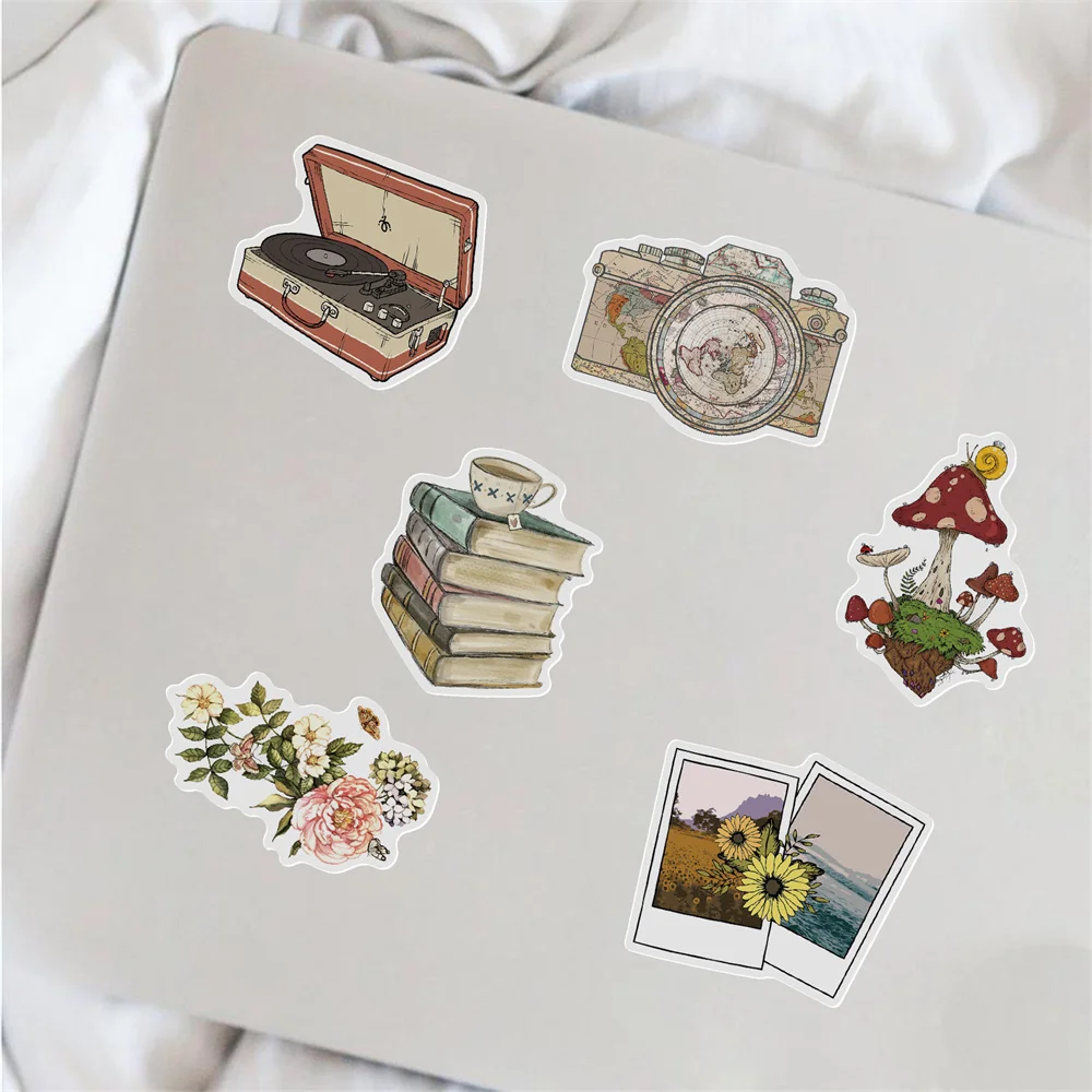 50pcs Aesthetic Flower Book Stickers For Ipad Laptop Scrapbook
