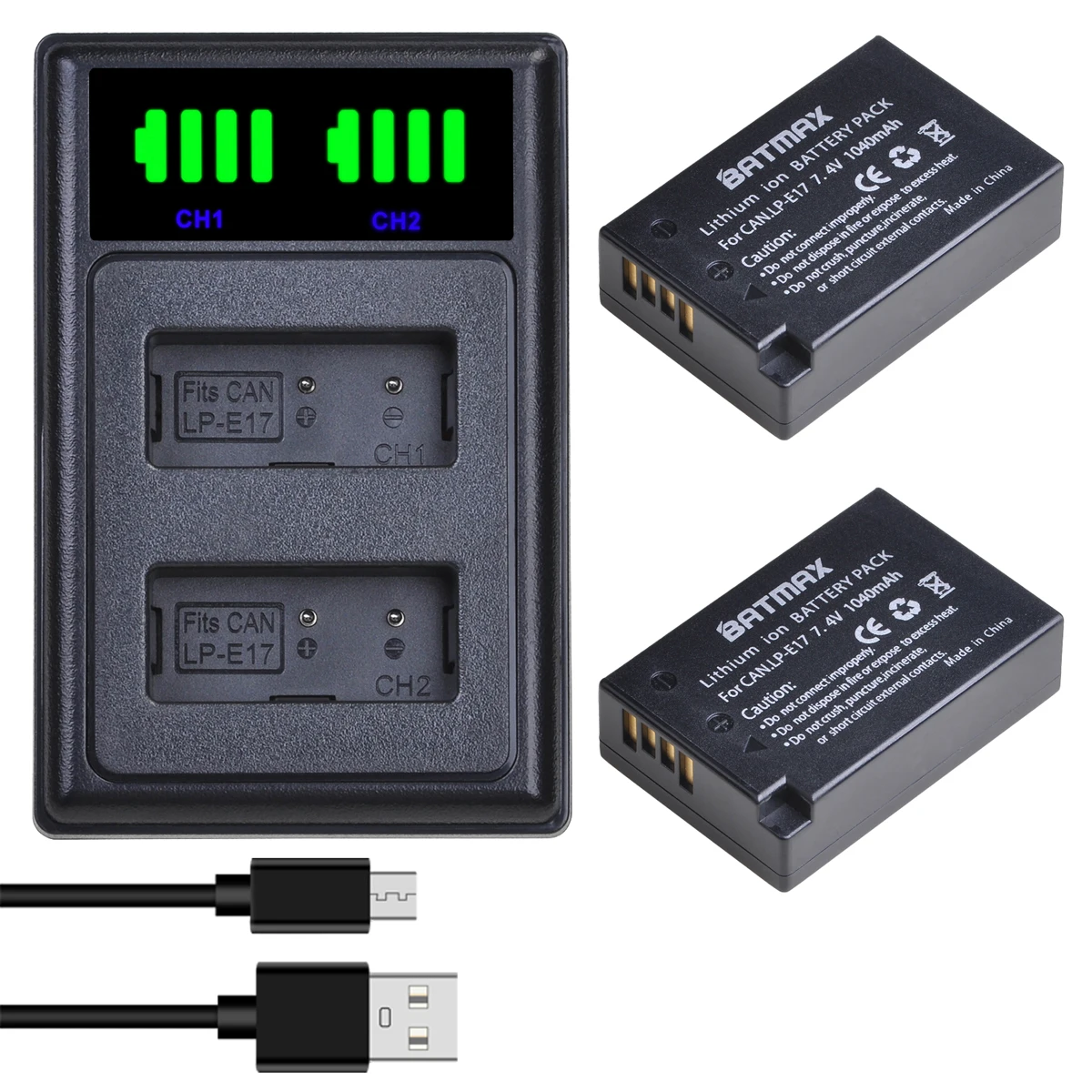 

Batmax LP-E17 LPE17 Camera Battery+LED Dual Charger with Type C for Canon EOS T6i 750D T6s 760D 800D M3 M5 8000D Kissx8i Cameras