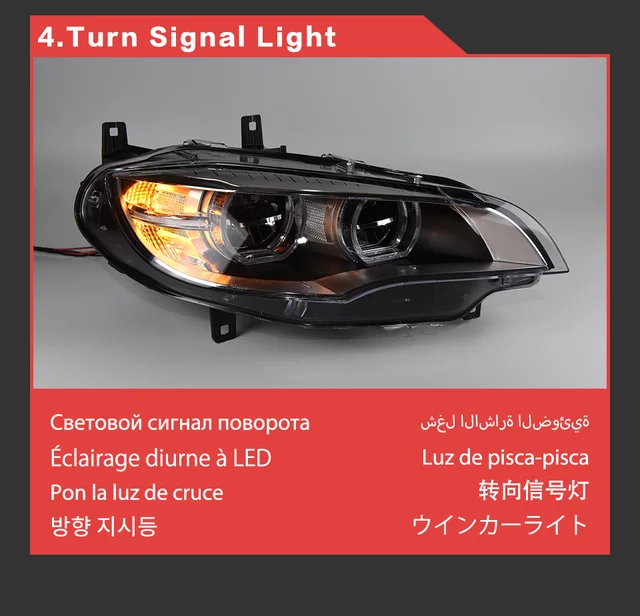 Headlight For Bmw X6 E71 2007-2013 Car Автомобильные Товары Led Drl Hella 5  Xenon Lens Hid H7 X5 E70 Car Accessories - Car Headlight Assembly -  AliExpress