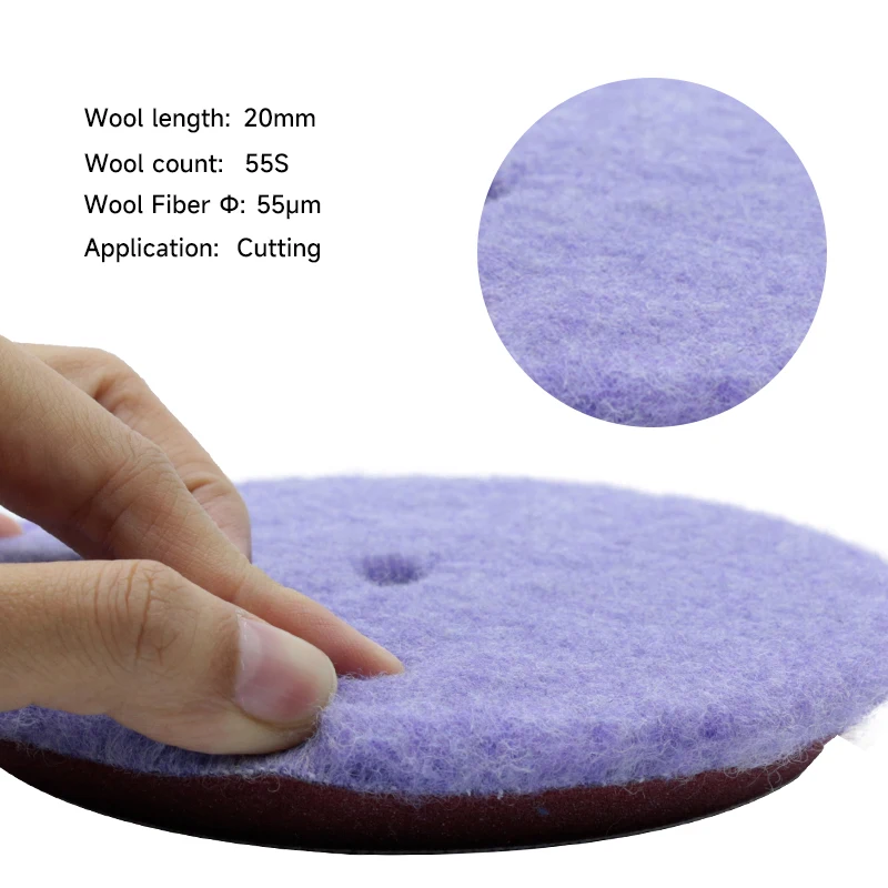 Wool Polishing Pads, SPTA 2Pcs 5Inch (125mm) Wool Cutting