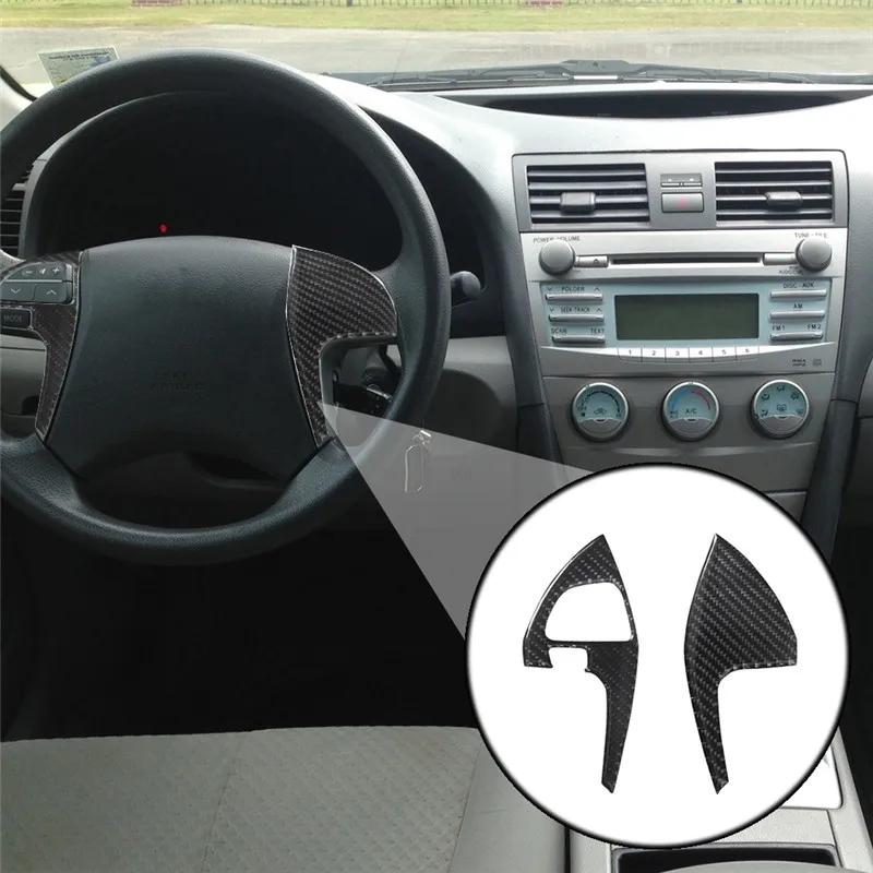 

Car Interior Decoration Carbon Fiber Stickers Steering Wheel Trim Panel Cover For TOYOTA CAMRY 07-11 Styling Accessories