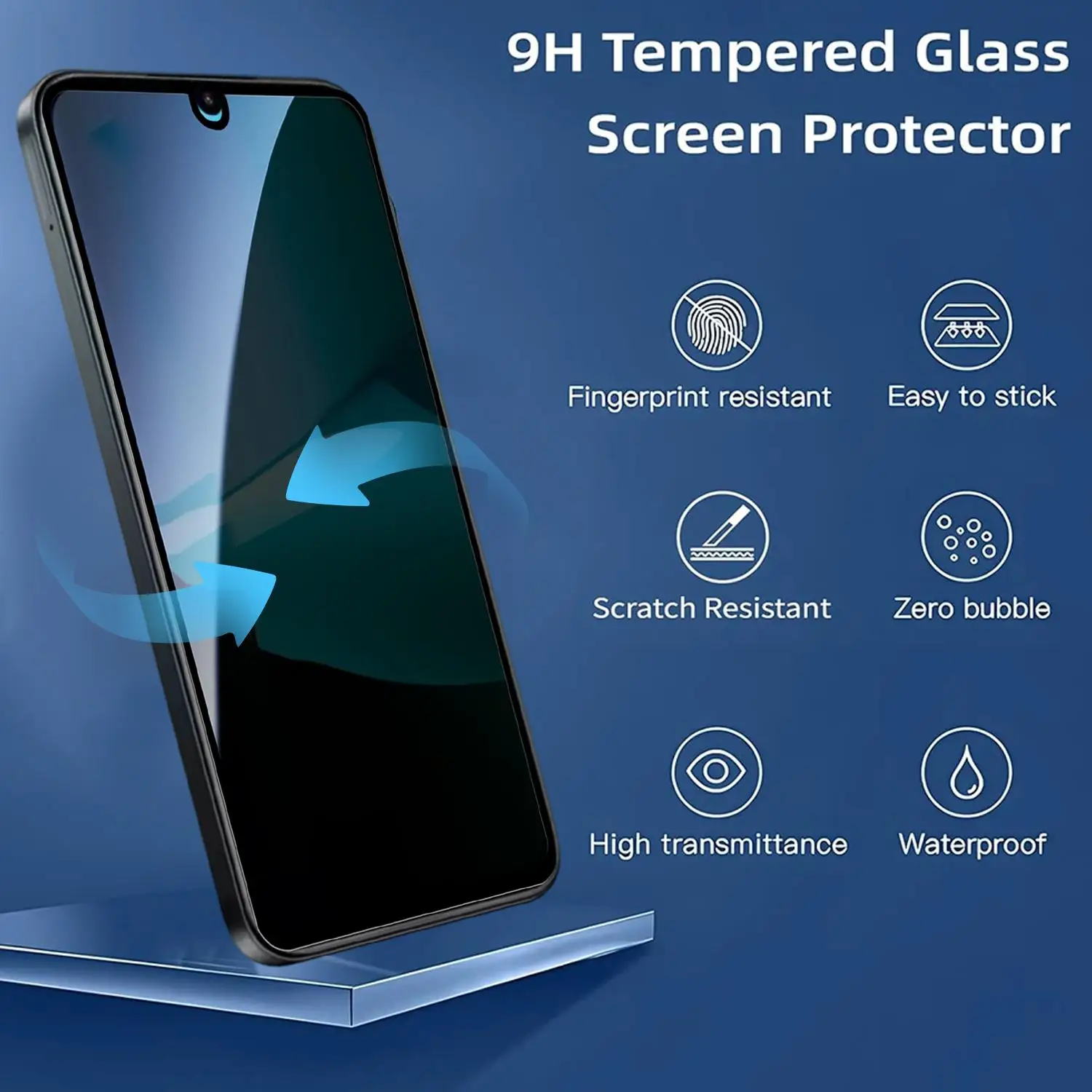 Privacy Tempered Glass Screen Protector with Easy Installation Kit - 2 Pack