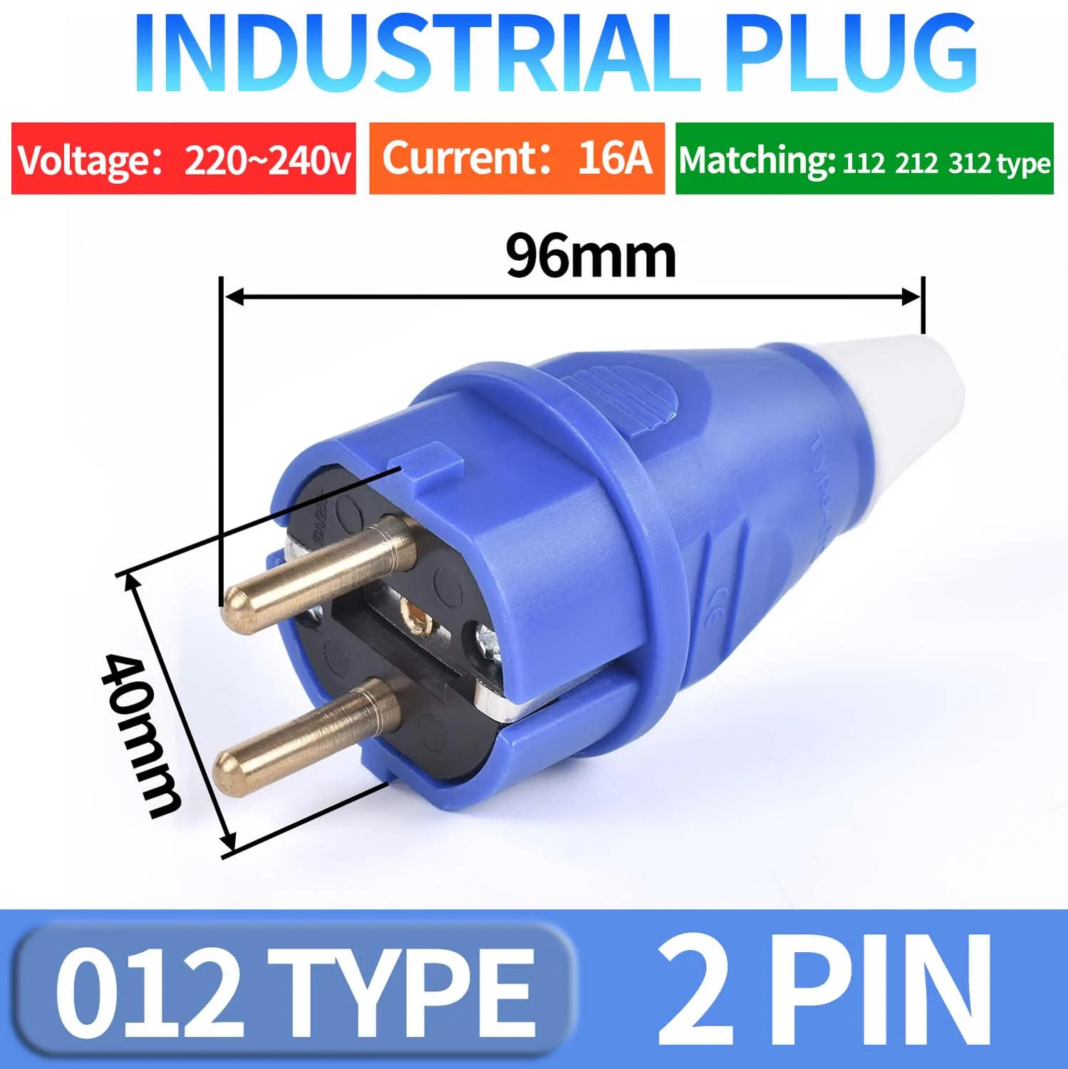 Durable Waterproof Industrial Plug and Socket - 16A, 2-Pin, IP44/IP54, Concealed/Wall Mounted, 200-250V