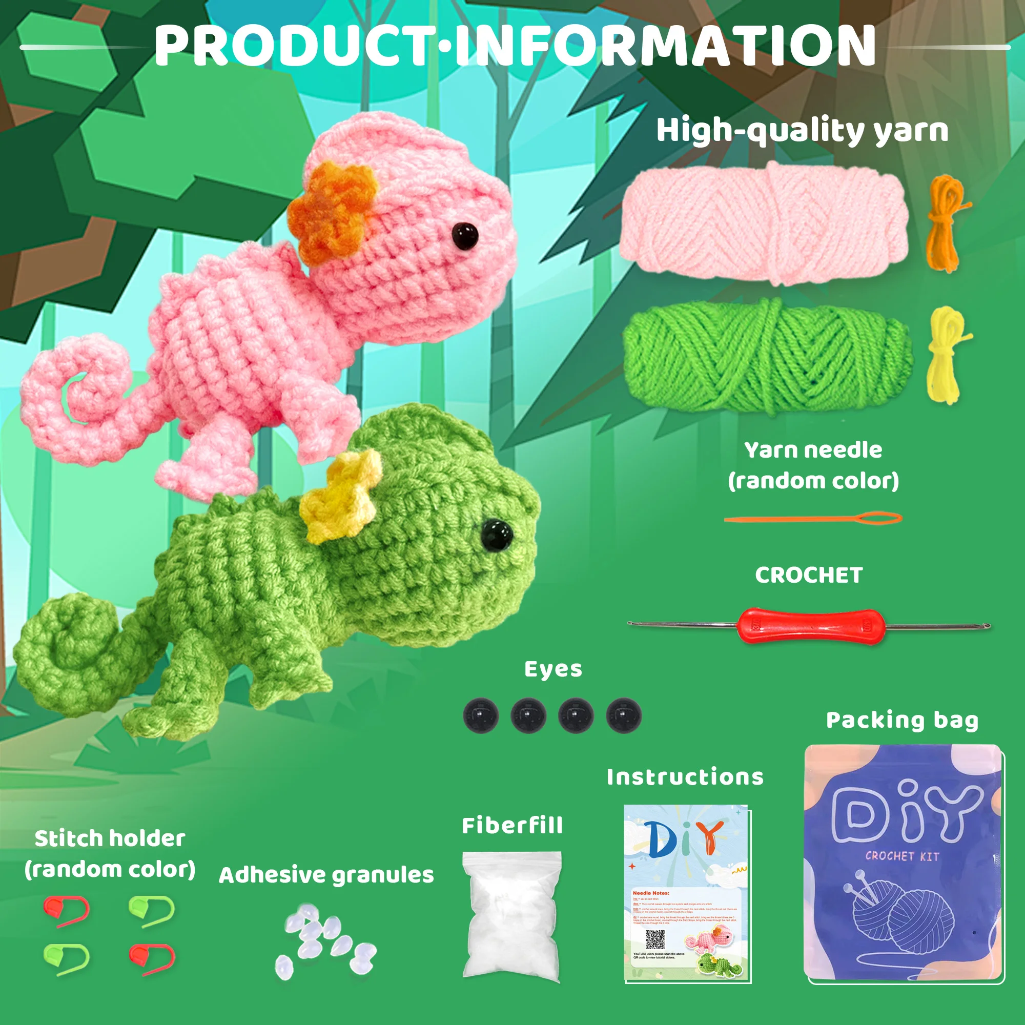 Chameleon Crochet Kit with Video Tutorial