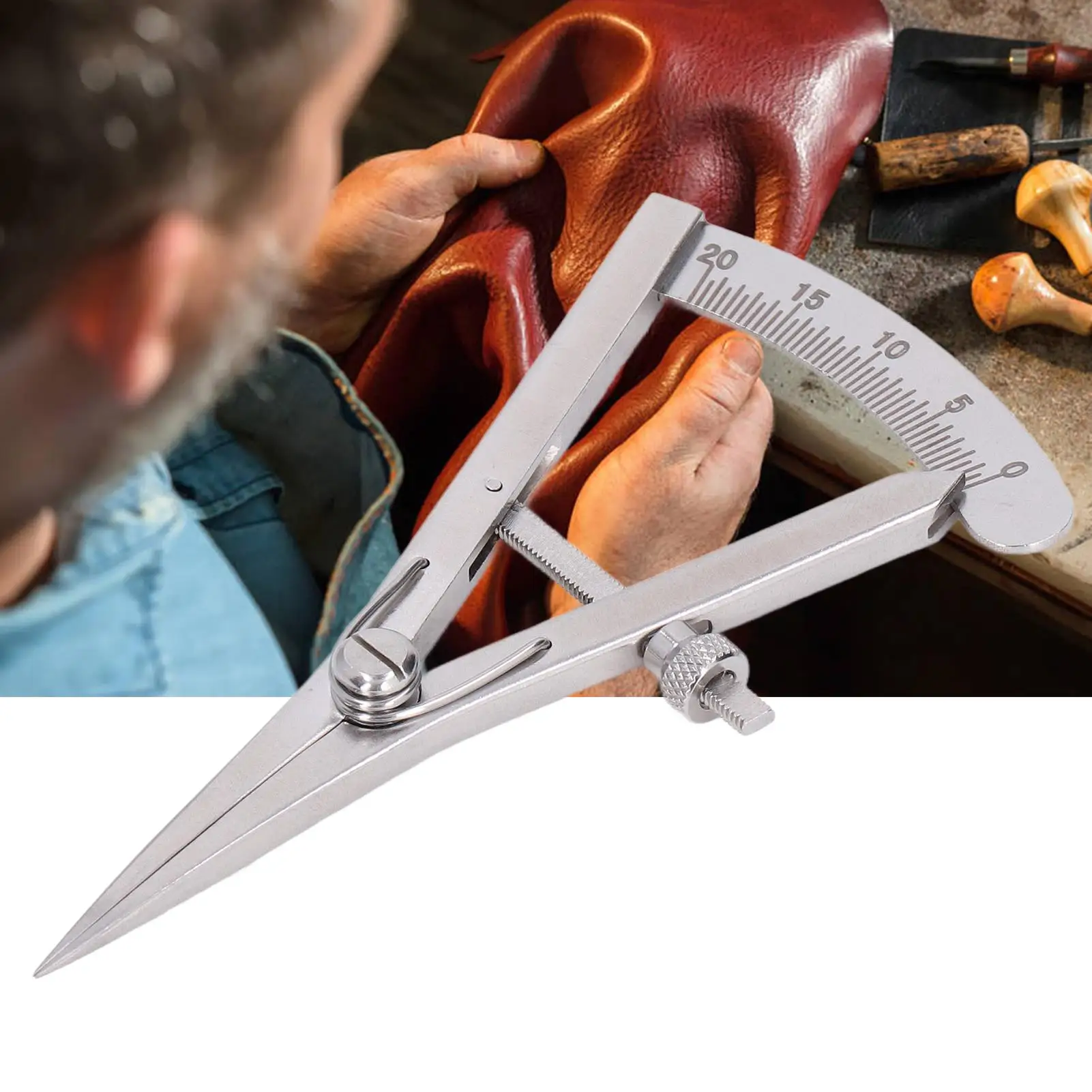 Adjustable for leather Compass Marking Gauge for Precision Trimming Projects-Metal Wing Divider Tool