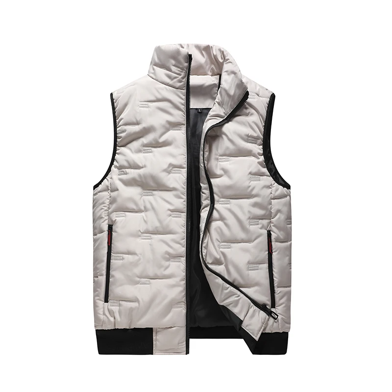 2024 New Winter Men's Warm Jacket Fashion Vest Fleece Windproof Large Jacket Solid Color Casual Coat Working Vest