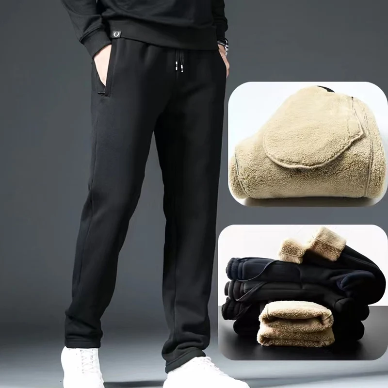 Men's Winter Lambswool Warm Cotton Sweatpants Men's Outdoor Leisure Thickened Jogging Drawstring