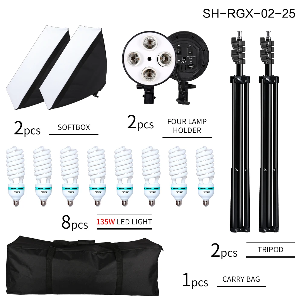 Photography Softbox Photography Lighting Kit 4 Lamp Holders 20W LED Light Professional Photographic Photo Studio Accessories