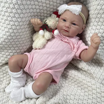 17Inch Painted Reborn Baby Doll Elijah Lifelike Newborn Doll Handmade Painted Hair 3D Skin Tone Visible Veins Gift For Girls 1