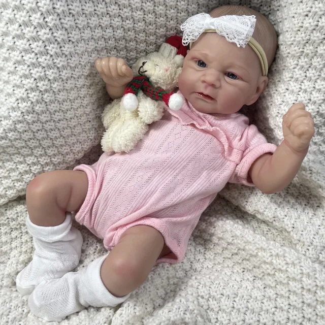 17Inch Painted Reborn Baby Doll Elijah Lifelike Newborn Doll Handmade Painted Hair 3D Skin Tone Visible Veins Gift For Girls 1