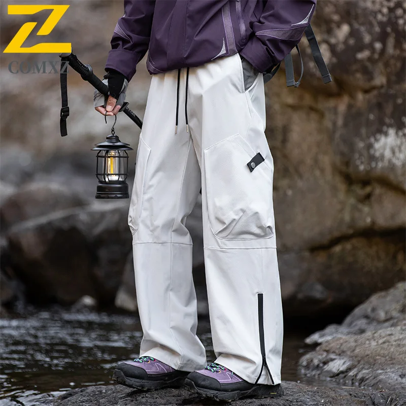 EIAO Men Softshell Work Pants Spring Summer Waterproof American Style Outdoor Camping Fishing Windproof Quick-Dry Casual Trouser