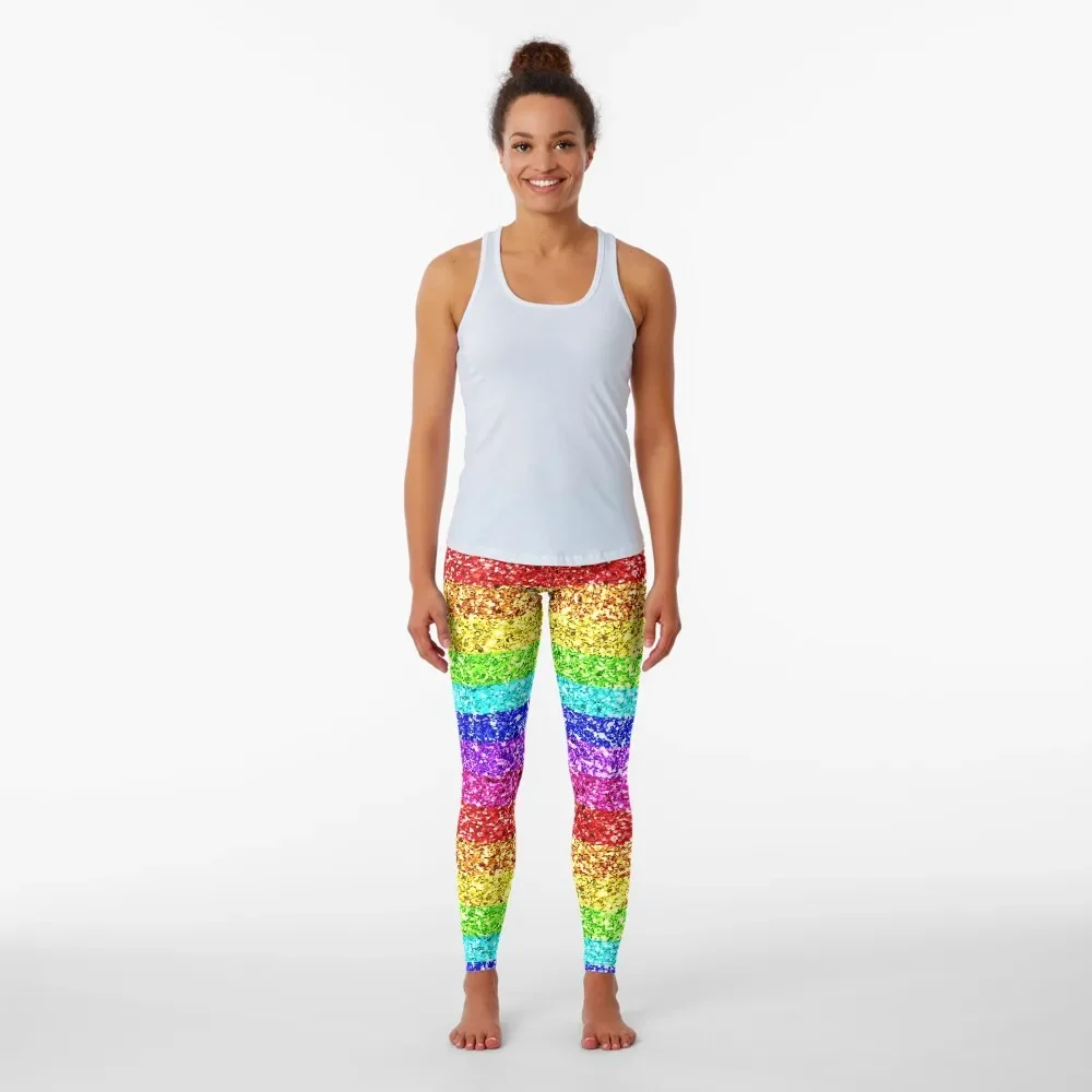 Rainbow Glitter Leggings Women's fitness Sweatpants Fitness clothing Women's high waist Womens Leggings