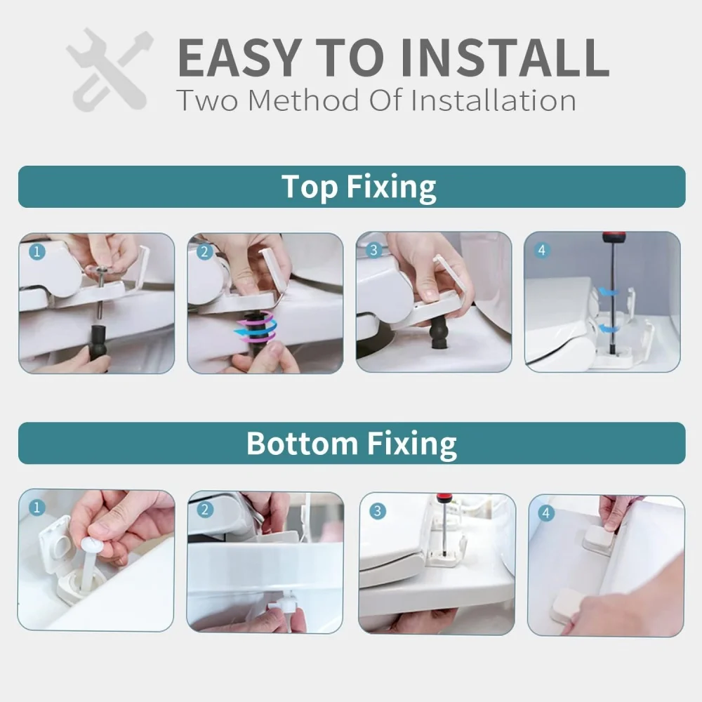Toilet Seat Slowly Closes Heavy Standard Toilet Seat, Round and Square, Easy To Install and Disassemble, Plastic White.