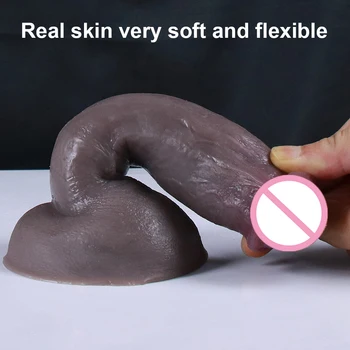 9 Styles New Real Skin Dildo Silicone Huge Soft Penis Big Suction Cup Women Vagina Masturbator Anal Sex Toy Goods For Adults 18 4